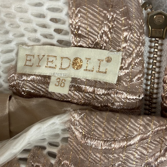 NWOT EYEDOLL Mesh pleated skirt w/ rose gold pattern size 4/36 designed in Paris - Picture 6 of 7